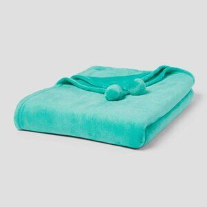 🆕🎄Wondershop Twin Teal Green Pom Pom Christmas Blanket✨